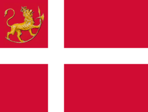 Denmark flag with halberd