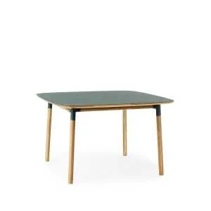 Normann Copenhagen Form dining table 120×120 cm Green. oak legs