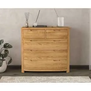 Somerton Curved Solid Oak 2 Over 3 Chest of Drawers