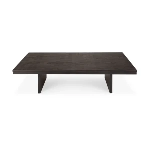 Ethnicraft Grooves coffee table Off black teak, 140×110 cm