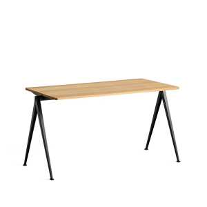 HAY Pyramid 01 desk Oak clear lacquered-140×65 cm-black steel frame